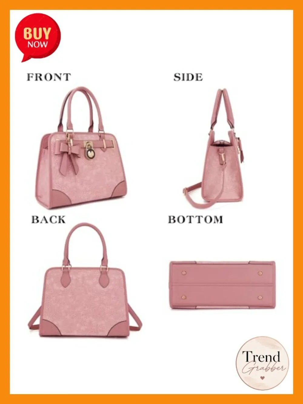 Vegan PU Leather Satchel Handbag with RFID Wallet, Shoulder & Crossbody Bag